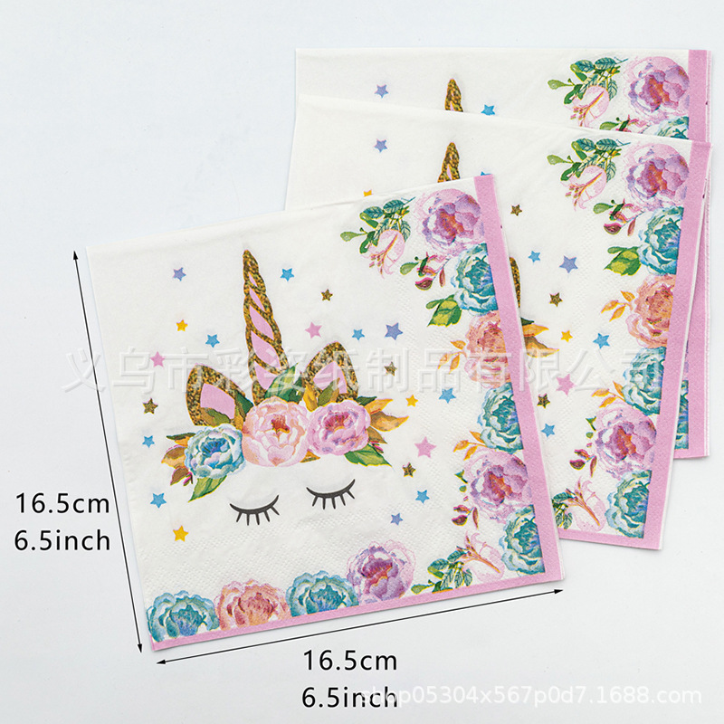 Wholesale of cross-border pure wood pulp single-sided printed napkins, party supplies, and color-printed napkins details Picture