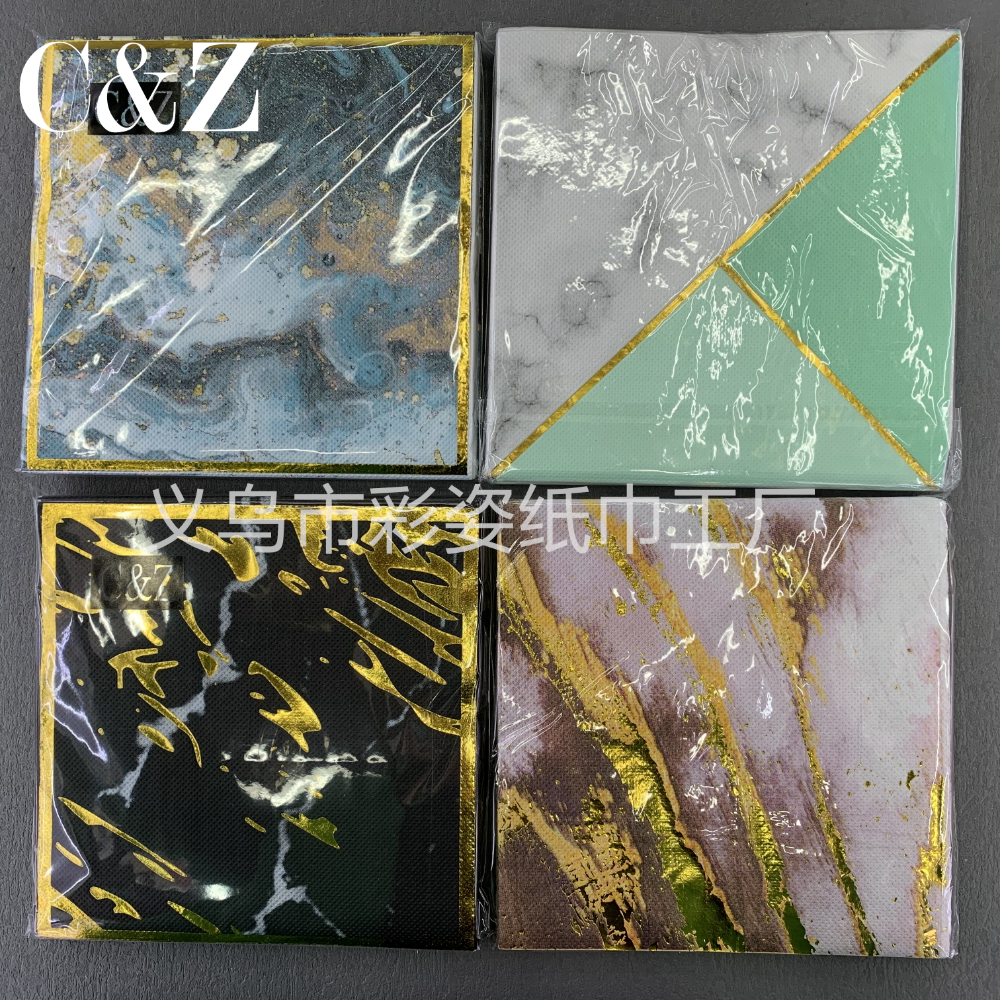 Gold-embossed series napkins, foreign trade printed napkins, square towels, double-layer napkins, factory direct sales Gold-embossed series napkins, foreign trade printed napkins, square towels, double-layer napkins, factory direct sales