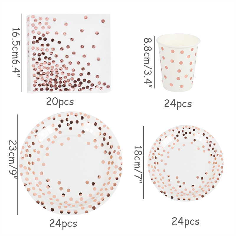 Aliexpress white gold-embossed disposable plates, cups, tissues, Christmas and birthday party atmosphere scene decoration props