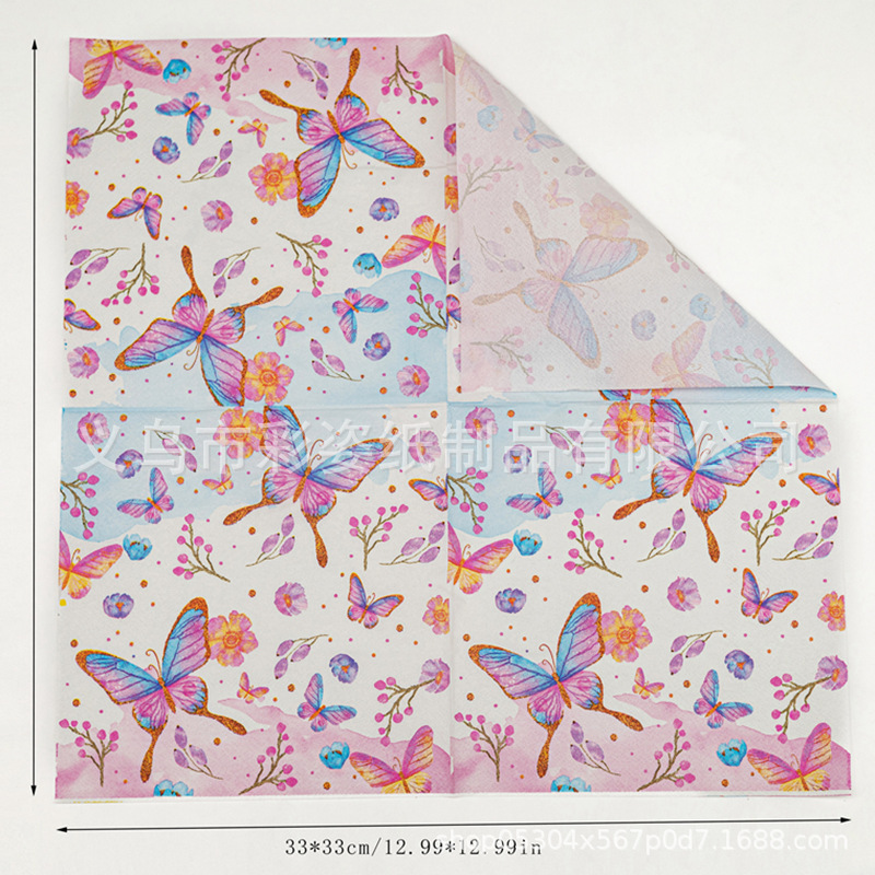 Wholesale of cross-border pure wood pulp single-sided printed napkins, party supplies, and color-printed napkins Specification image