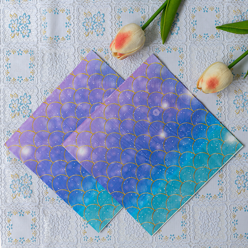 In-stock cross-border fish-patterned tissues, party tissues, napkins, party atmosphere tissues, flower and plant restaurant square tissues