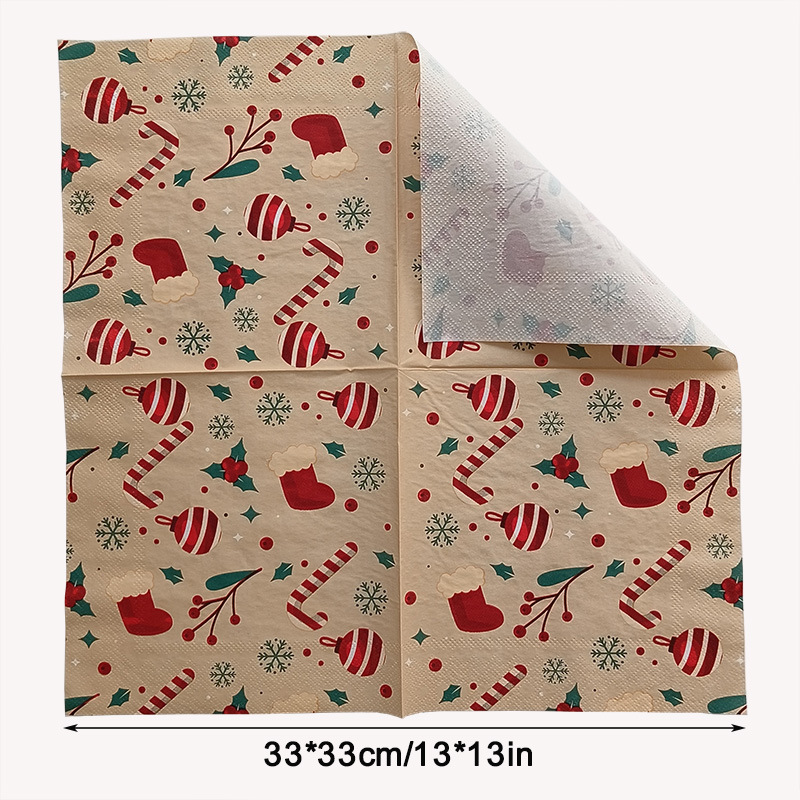New Christmas printed napkins, suitable for Western restaurants and bakeries, available for wholesale. Household napkins Specification image