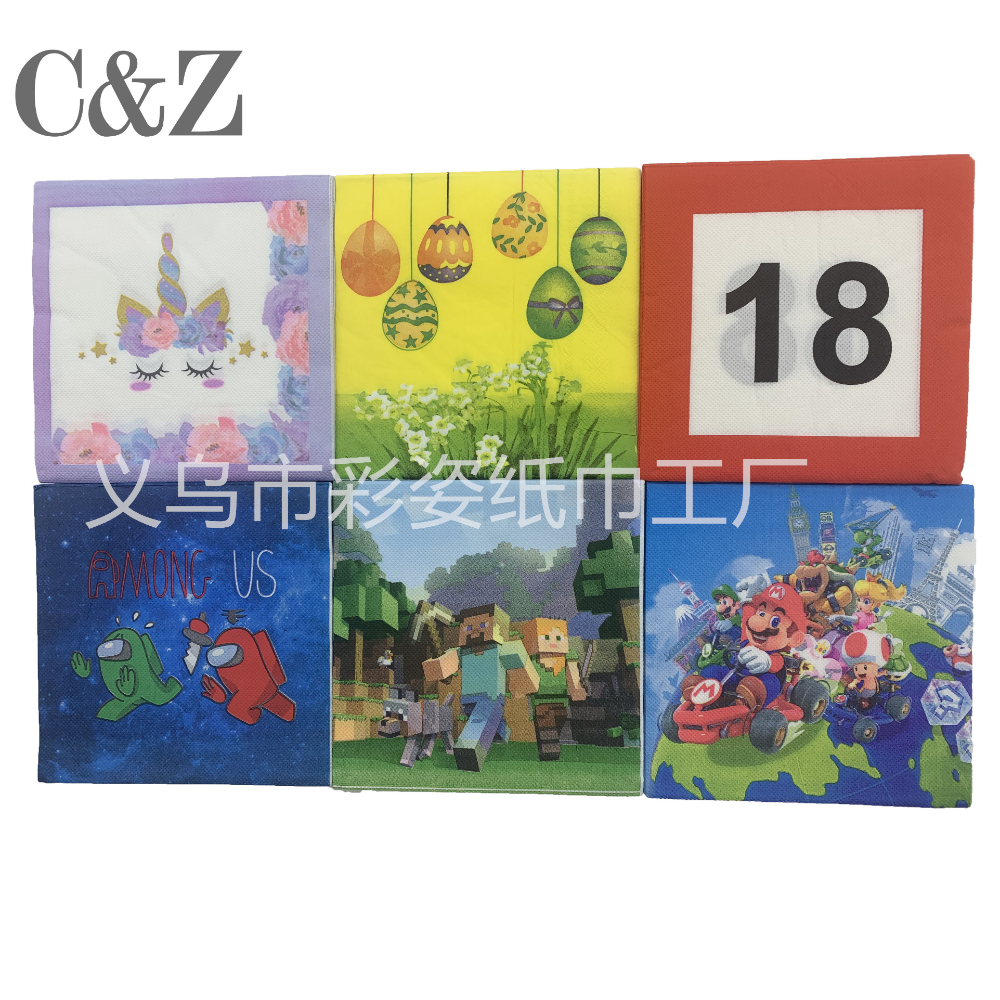 Cartoon series napkins, tissues, foreign trade printed napkins, square towels, double-layer tissues, factory direct sales Application Scenario