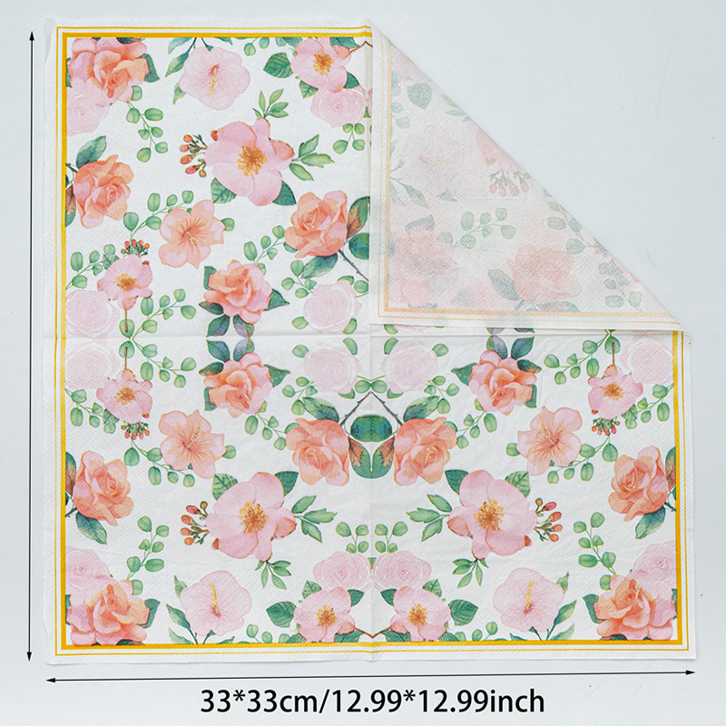 Factory wholesale stock of colored flower, plant and animal tissues, printed napkins, disposable paper, Western food party tissues Specification image