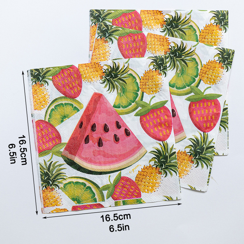 In-stock cross-border printed napkin tissues, flower-shaped table decorations, square napkin tissues, birthday party tissue supplies details Picture