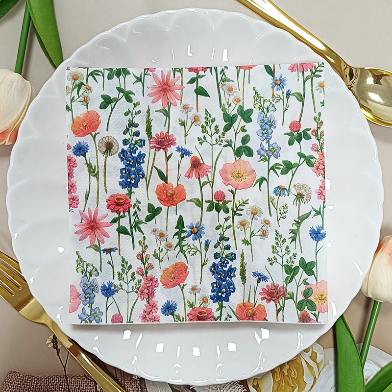 The manufacturer supplies colorful creative theme "happy birthday" printed napkins and flower festival napkins