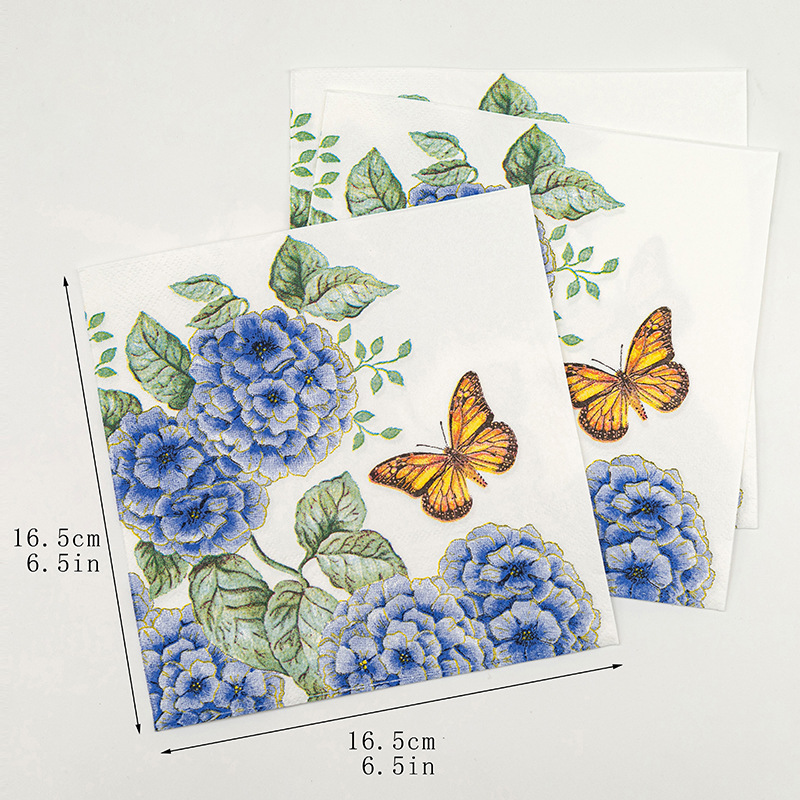 Wholesale creative square double-layer napkins, Western restaurant napkins, colored printed napkins, birthday party napkins details Picture