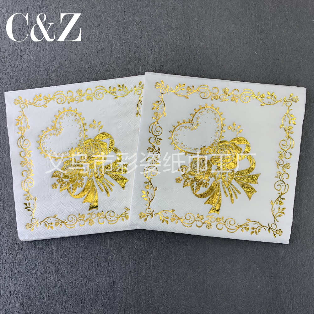 Gold-embossed series napkins, foreign trade printed napkins, square towels, double-layer napkins, factory direct sales Specification image