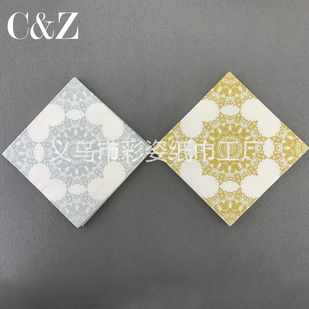 Gold and Silver Black Flower series napkins, tissues, printed napkins, square towels, double-layer tissues, factory direct sales Specification image