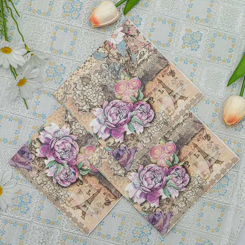 【 In Stock 】 New colored printed napkins, flower and plant facial tissues, party tissues are selling well on AliExpress Cross-border