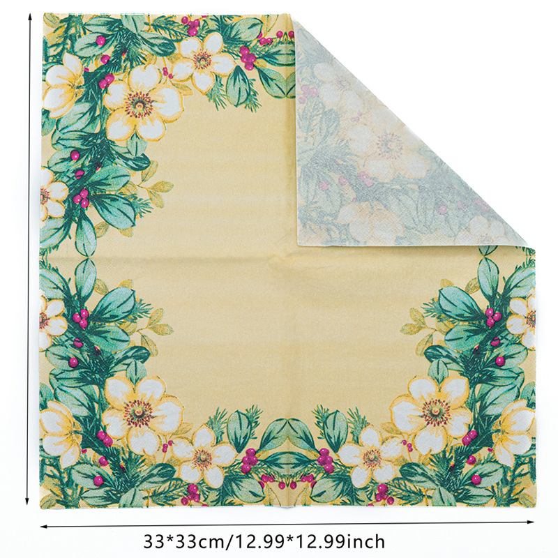 【 In Stock 】 New colored printed napkins, flower and plant facial tissues, party tissues are selling well on AliExpress Cross-border Specification image