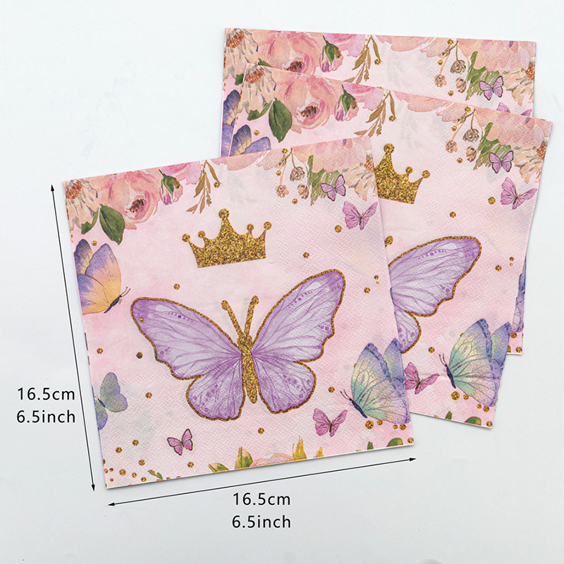 【 In Stock 】 Cross-border exclusive color printed butterfly disposable party tissues, printed napkins, party special details Picture