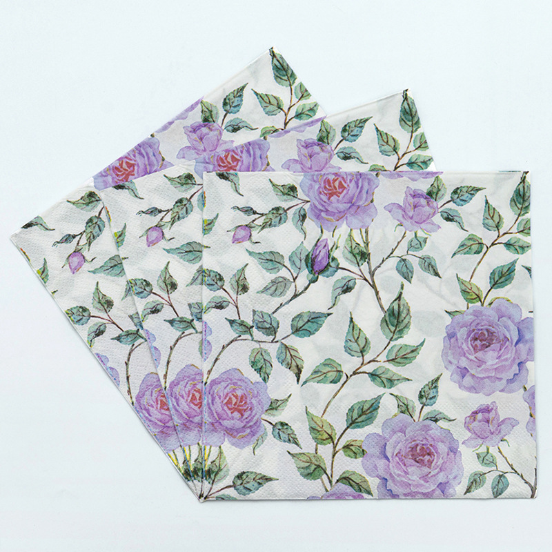 【 In Stock 】 Colored printed napkins, wedding tissues, handkerchief paper, disposable restaurant decoration paper Application Scenario