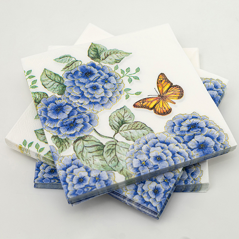 Wholesale creative square double-layer napkins, Western restaurant napkins, colored printed napkins, birthday party napkins