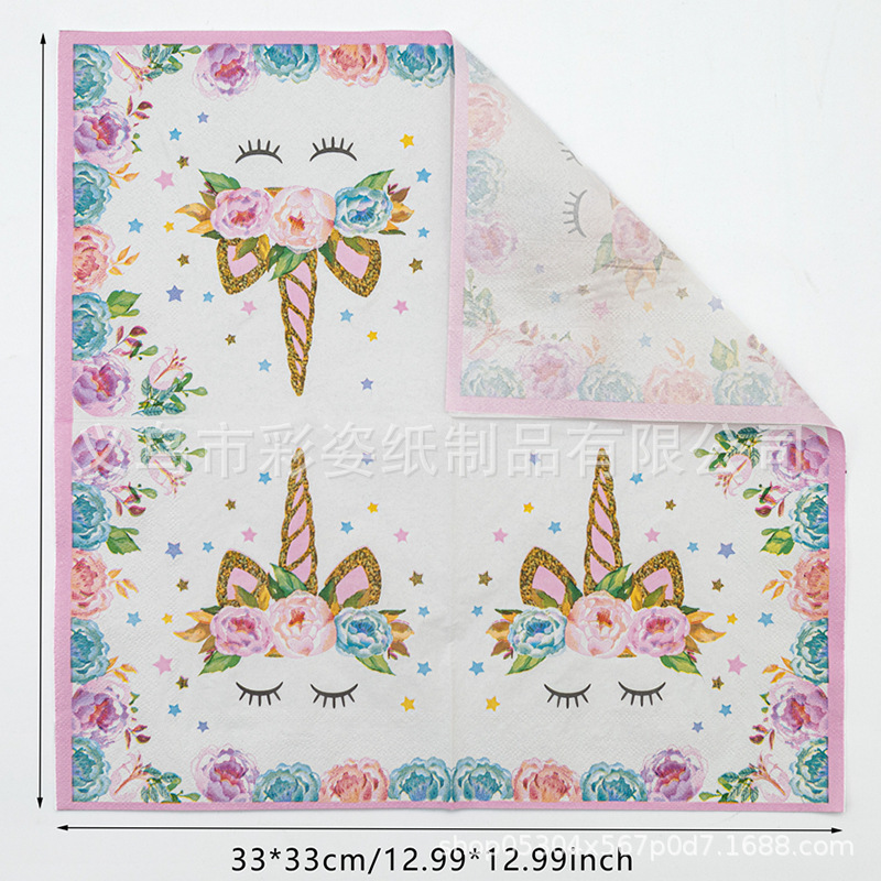 Wholesale of cross-border pure wood pulp single-sided printed napkins, party supplies, and color-printed napkins Specification image