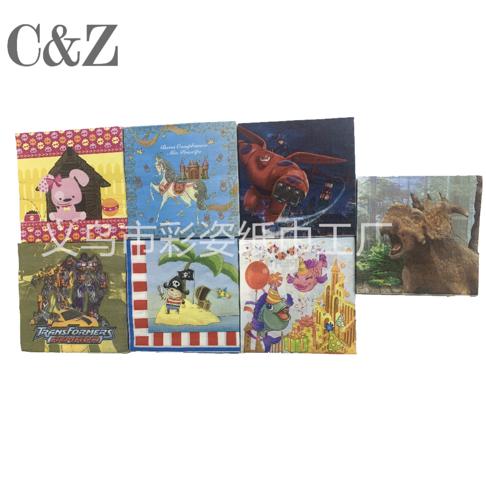 Cartoon series napkins, tissues, foreign trade printed napkins, square towels, double-layer tissues, factory direct sales