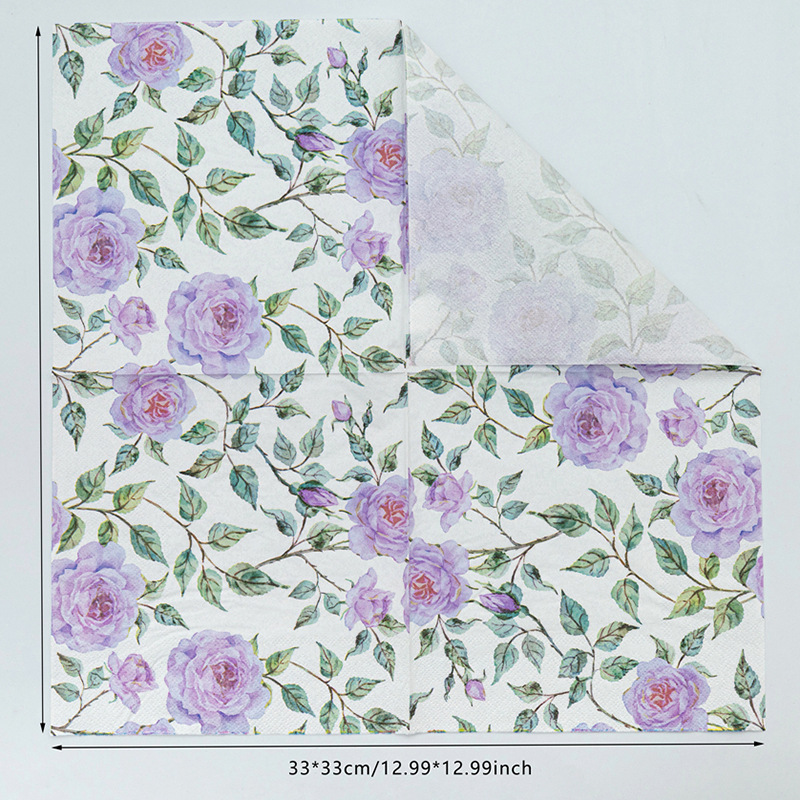 【 In Stock 】 Colored printed napkins, wedding tissues, handkerchief paper, disposable restaurant decoration paper Specification image