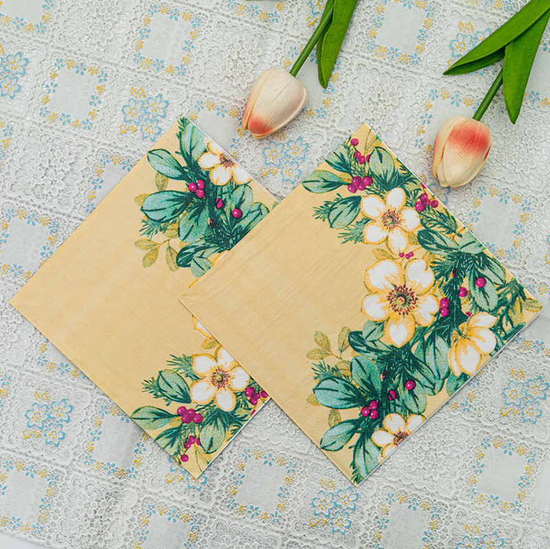 【 In Stock 】 New colored printed napkins, flower and plant facial tissues, party tissues are selling well on AliExpress Cross-border