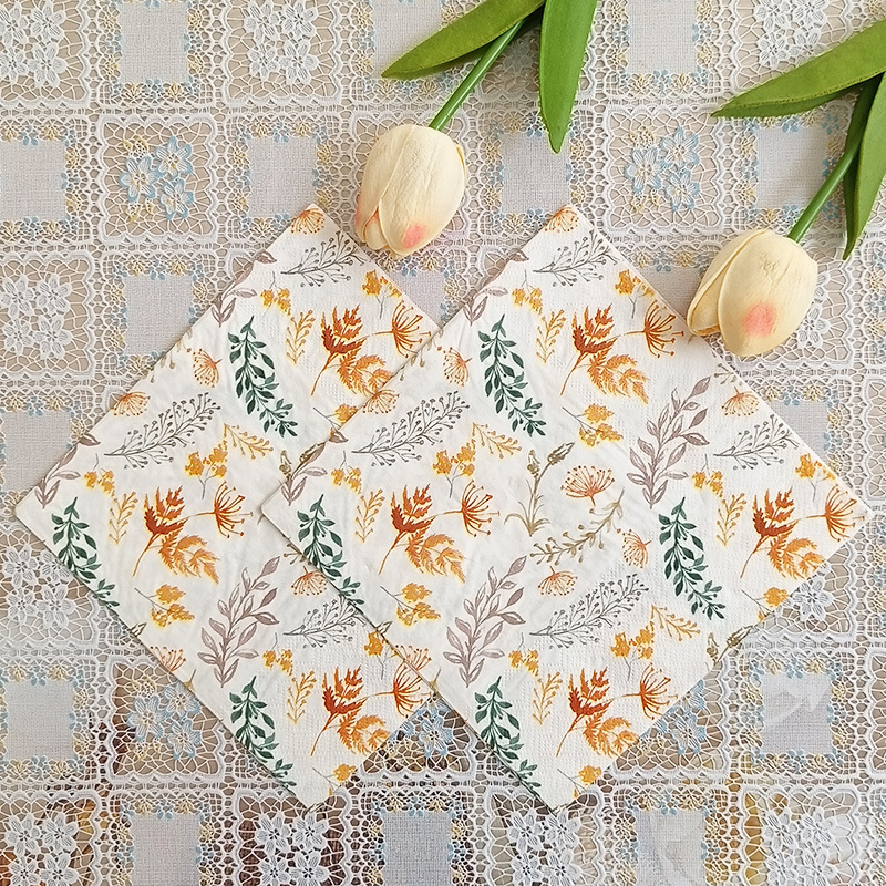 Factory direct sales of new cross-border plant and flower printed tissues, napkins, Christmas printed party handkerchiefs and square towels