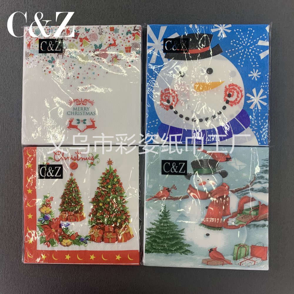 Christmas series napkins, tissues, foreign trade printed napkins, square towels, double-layer tissues, factory direct sales