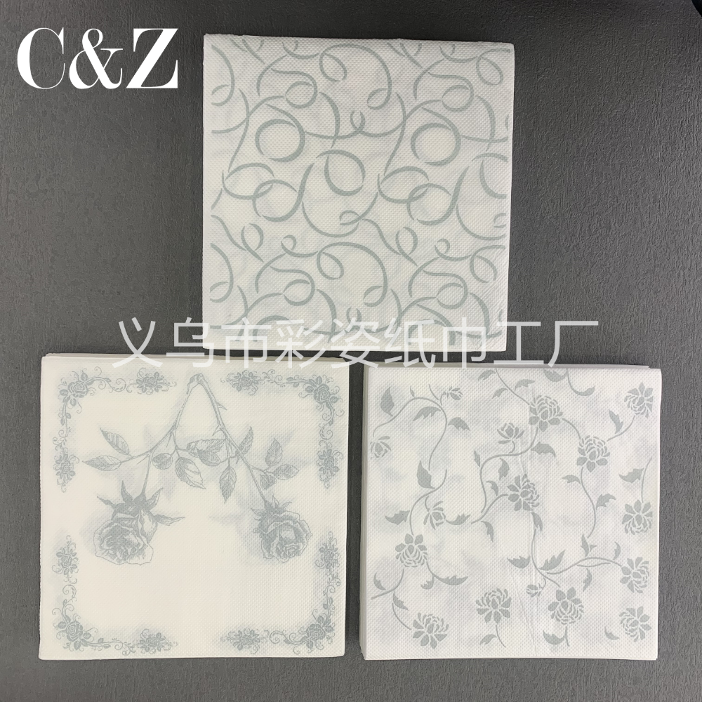 Gold and Silver Black Flower series napkins, tissues, printed napkins, square towels, double-layer tissues, factory direct sales details Picture