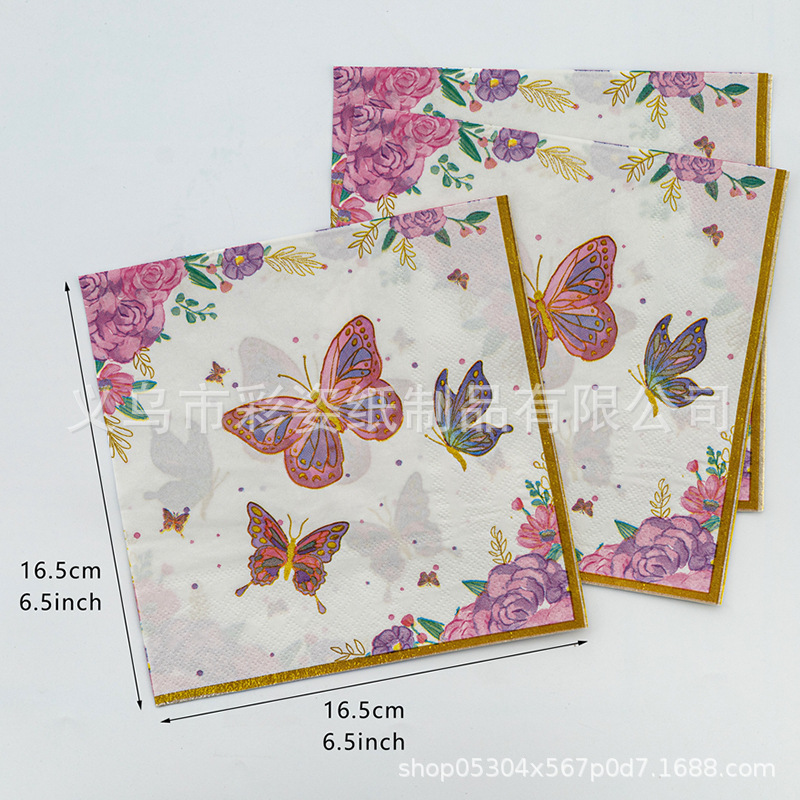 Printed party tissues, napkins, colored printed napkins, tissues, festival decoration supplies, printed napkins details Picture