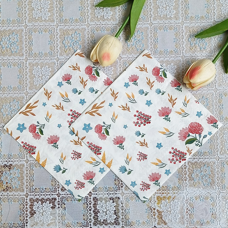 Cross border color printed servilletas green plants series hogar decoración de mesa pañuelo cuadrado papel flor hojas pañuelo