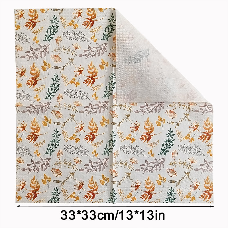Factory direct sales of new cross-border plant and flower printed tissues, napkins, Christmas printed party handkerchiefs and square towels Specification image