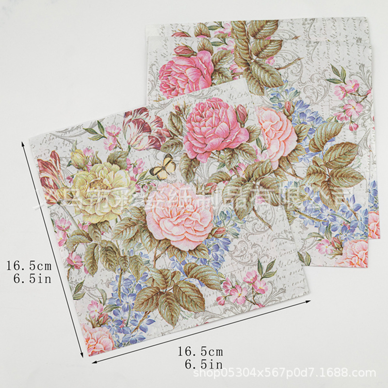 In-stock Valentine's printed tissues, festival party and gathering decoration, party supplies, disposable rose printed napkins details Picture