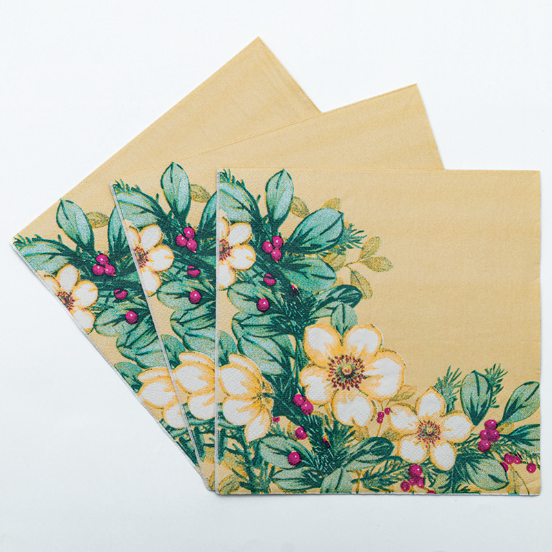 【 In Stock 】 New colored printed napkins, flower and plant facial tissues, party tissues are selling well on AliExpress Cross-border Application Scenario