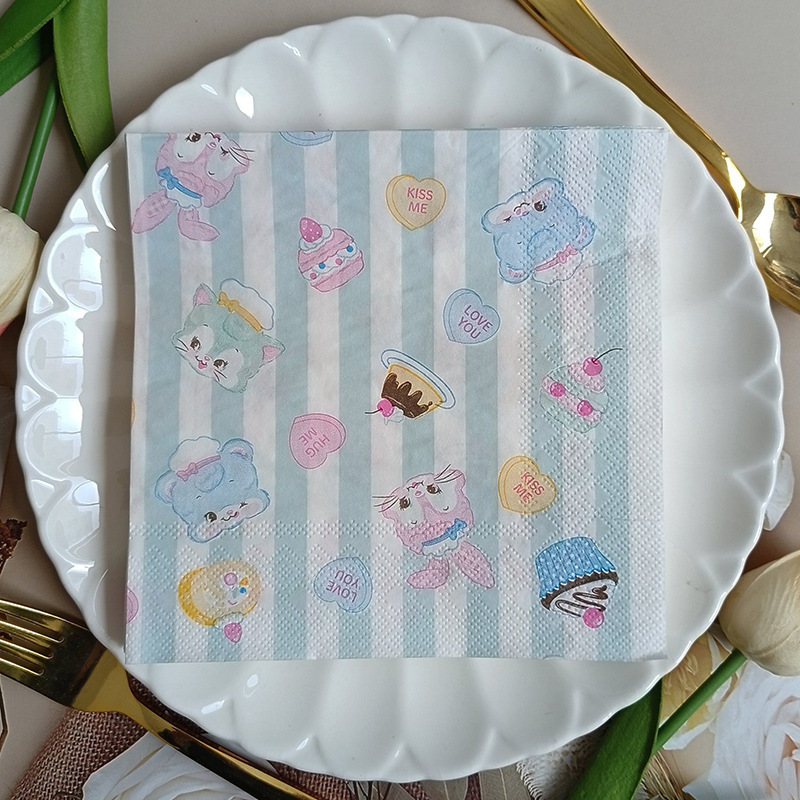 Factory direct sales of in-stock colored printed napkins, flower and plant facial tissues, party tissues. Hot sales on Cross-border AliExpress Item Picture