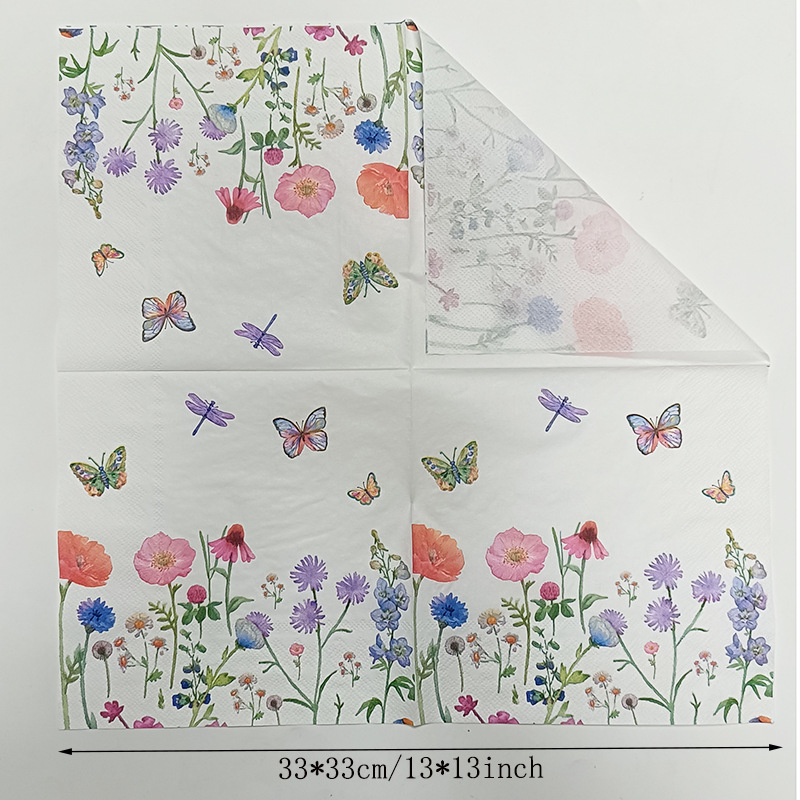 【 In Stock 】 New colored printed napkins, flower and plant facial tissues, party paper products are selling well on AliExpress Cross-border Specification image