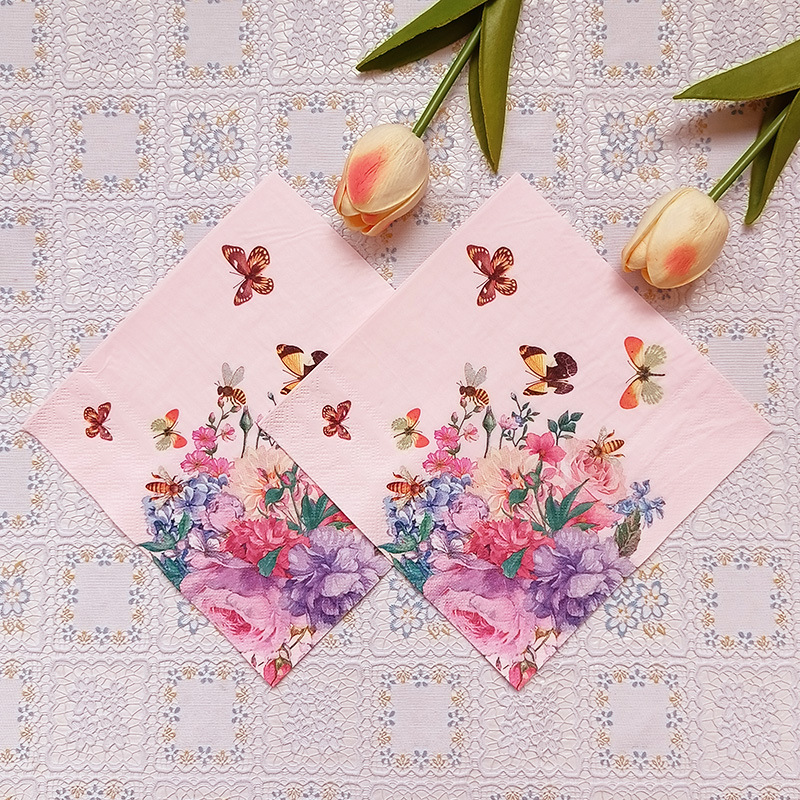 【 In Stock 】 Factory direct sales of cross-border Christmas printed tissues, napkins, Christmas printed party handkerchiefs and square towels