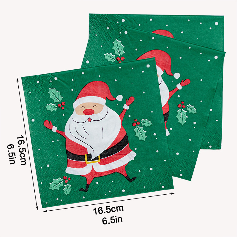 【 In Stock 】 Factory direct sales of cross-border Christmas printed tissues, napkins, Christmas printed party handkerchiefs and square towels details Picture