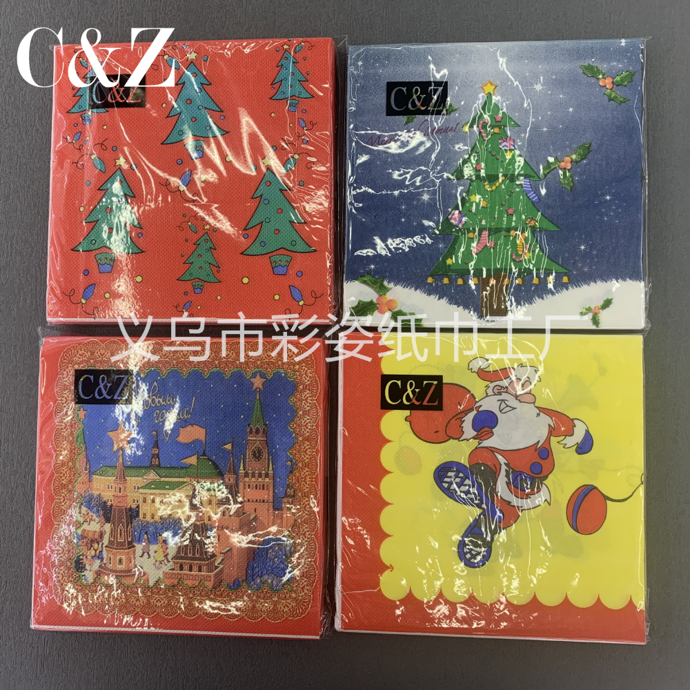 Christmas series napkins, tissues, foreign trade printed napkins, square towels, double-layer tissues, factory direct sales