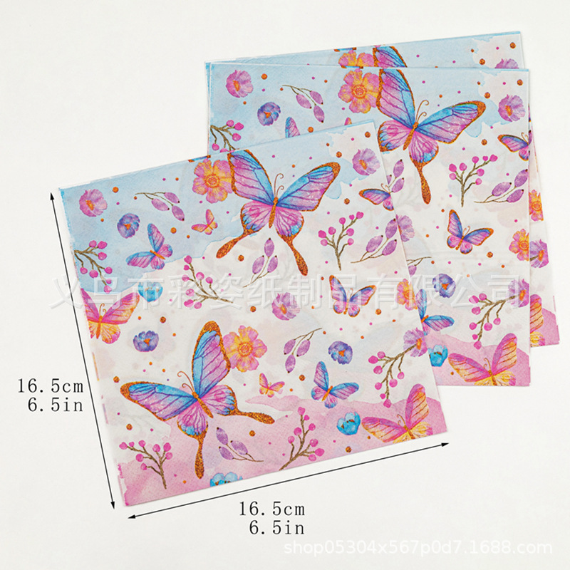 Wholesale of cross-border pure wood pulp single-sided printed napkins, party supplies, and color-printed napkins details Picture