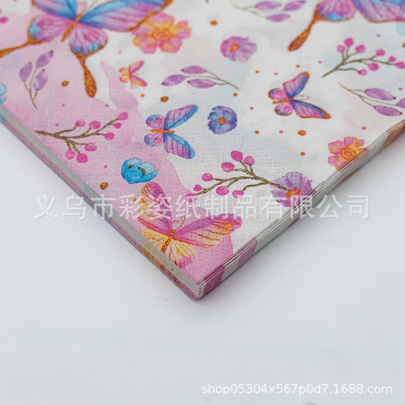Wholesale of cross-border pure wood pulp single-sided printed napkins, party supplies, and color-printed napkins Application Scenario