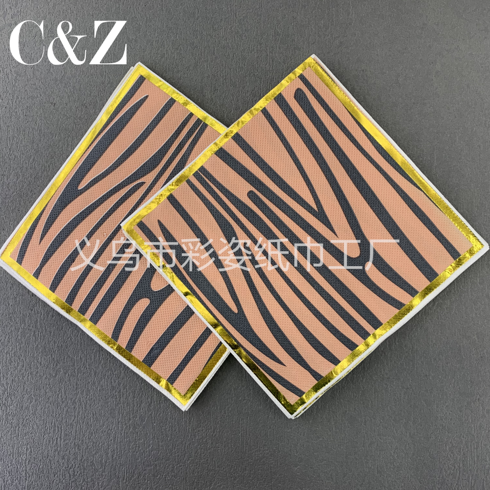 Gold-embossed series napkins, foreign trade printed napkins, square towels, double-layer napkins, factory direct sales Specification image