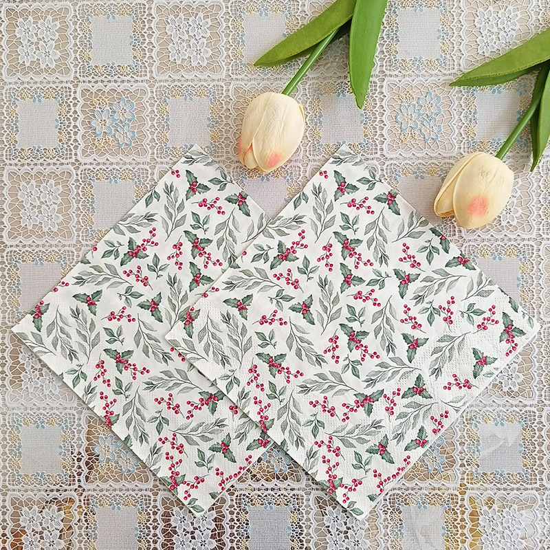 Factory wholesale cross-border in-stock colored flower and plant tissues, printed napkins, disposable paper, Western food party tissues