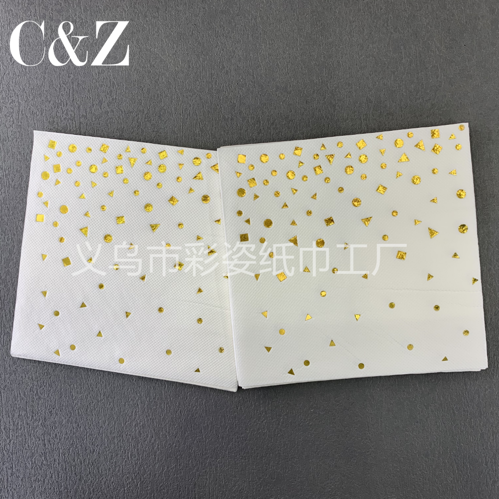 Gold-embossed series napkins, foreign trade printed napkins, square towels, double-layer napkins, factory direct sales details Picture