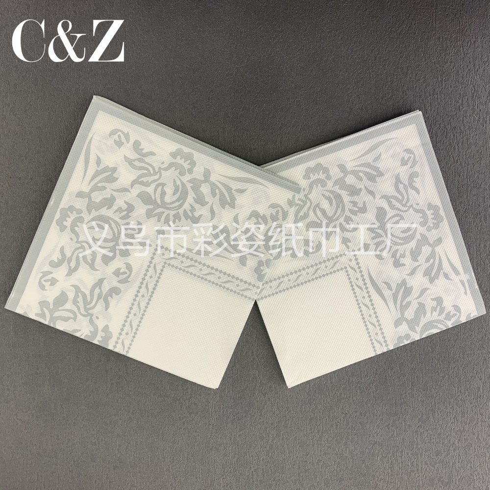 Gold and Silver Black Flower series napkins, tissues, printed napkins, square towels, double-layer tissues, factory direct sales Specification image
