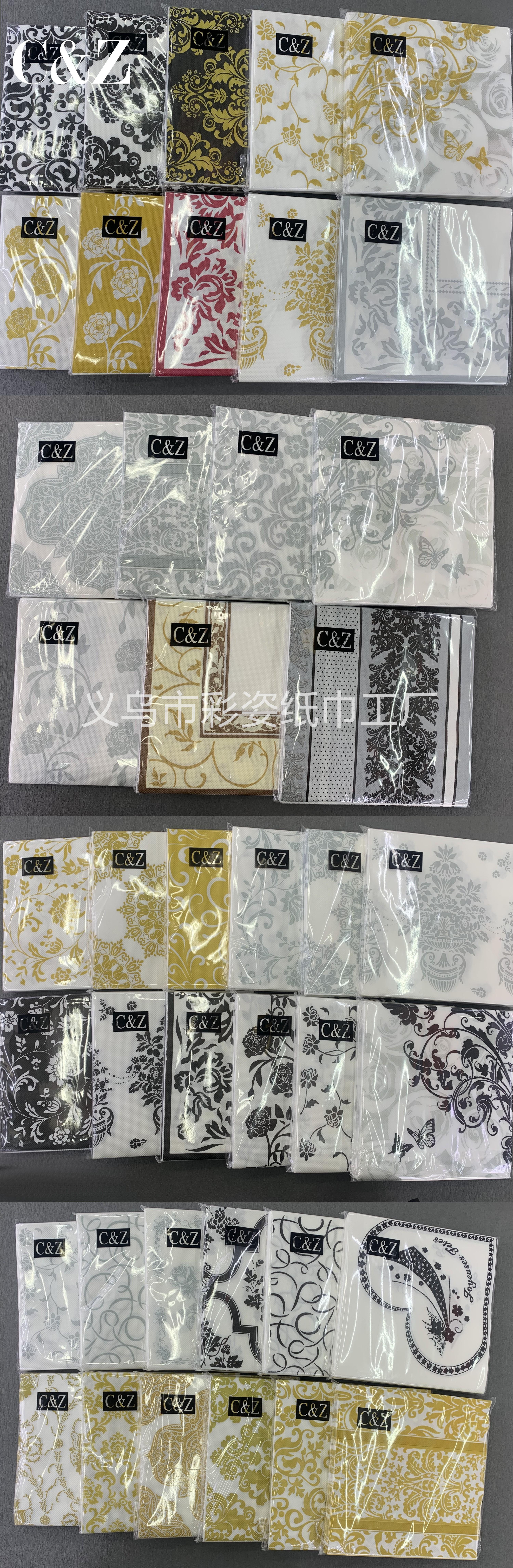 Gold and Silver Black Flower series napkins, tissues, printed napkins, square towels, double-layer tissues, factory direct sales pic 12