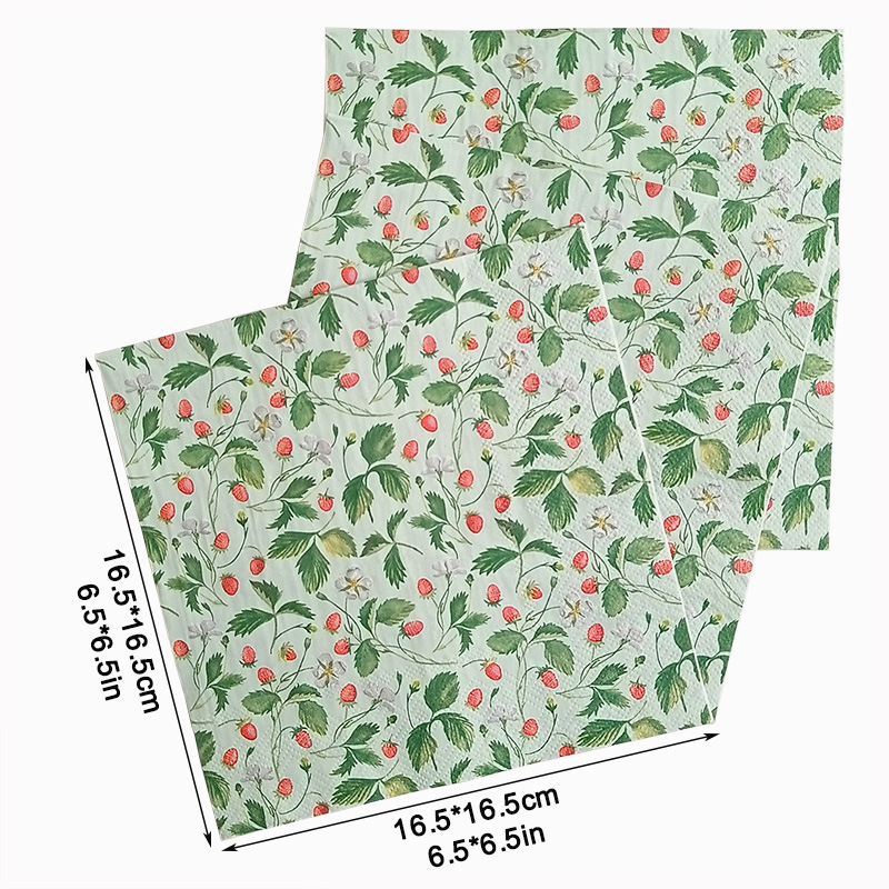 Factory wholesale cross-border in-stock colored flower and plant tissues, printed napkins, disposable paper, Western food party tissues details Picture