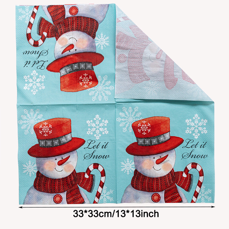 【 In Stock 】 Factory direct sales of cross-border Christmas printed tissues, napkins, Christmas printed party handkerchiefs and square towels Specification image