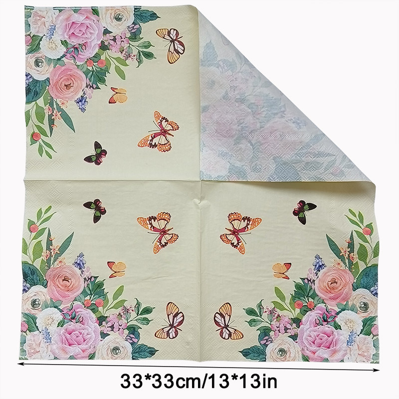 【 In Stock 】 Factory direct sales of new cross-border printed tissues, napkins, Christmas printed party handkerchiefs and square towels Specification image