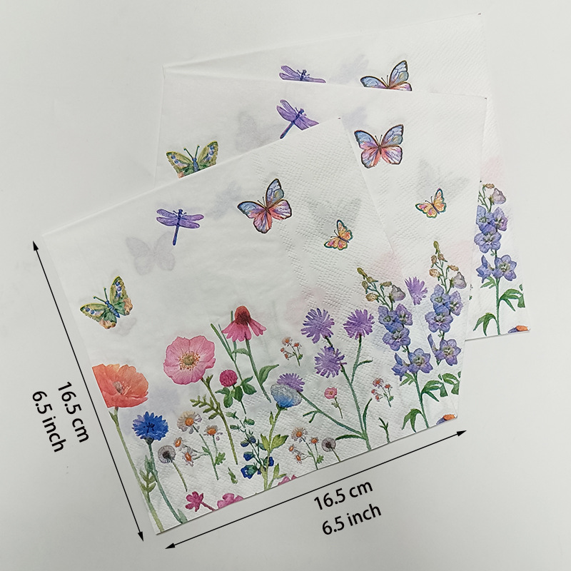 【 In Stock 】 New colored printed napkins, flower and plant facial tissues, party paper products are selling well on AliExpress Cross-border details Picture