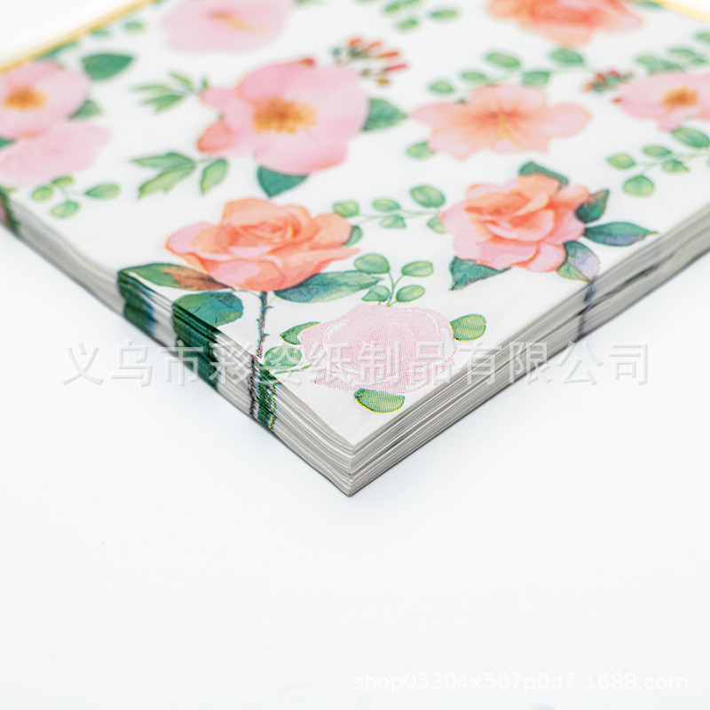 Wholesale of cross-border pure wood pulp single-sided printed napkins, party supplies, and color-printed napkins Application Scenario