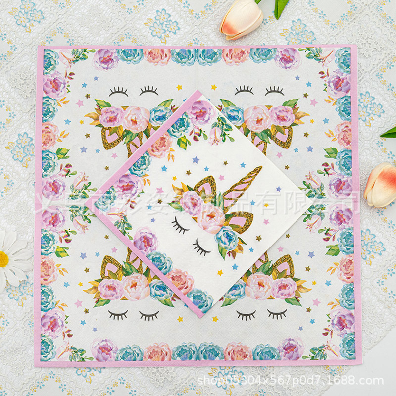 Wholesale of cross-border pure wood pulp single-sided printed napkins, party supplies, and color-printed napkins