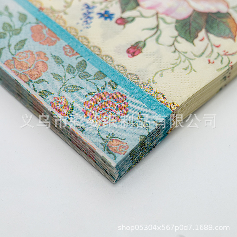 In-stock flower and plant printed tissues, festival party and gathering decoration, party supplies, disposable flower and plant printed napkins Application Scenario
