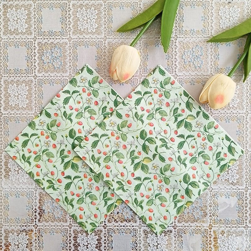 Factory wholesale cross-border in-stock colored flower and plant tissues, printed napkins, disposable paper, Western food party tissues